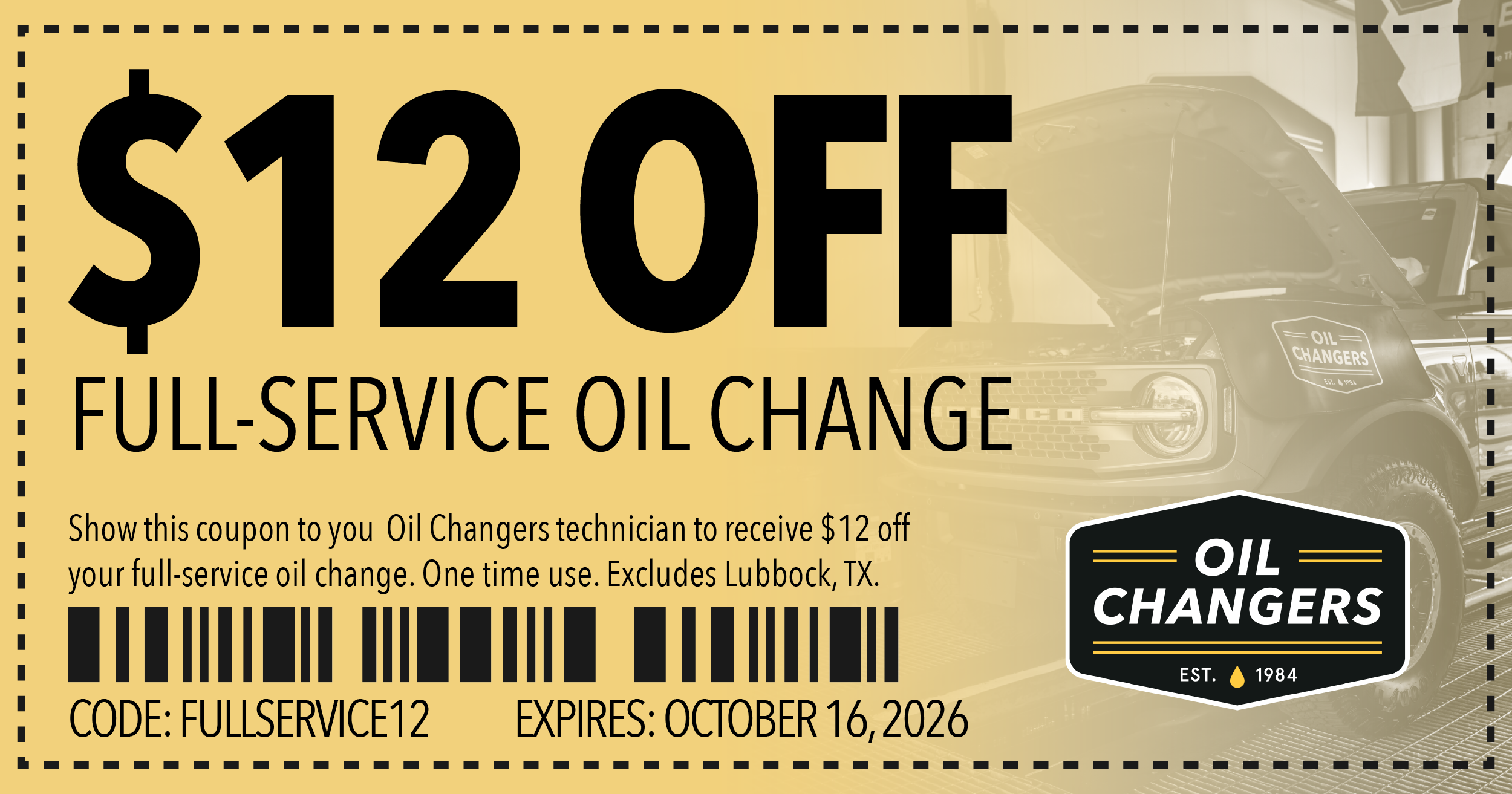 $12 Off Full Service Oil Change